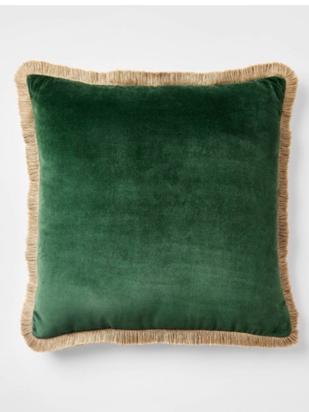 STUDIO MCGEE NWT Velvet Throw Pillow with Fringe Trim -Green